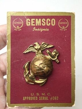 Vintage USMC EGA Gemsco Screw Back Military Insignia WWII Era